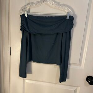 Off the shoulder blue top